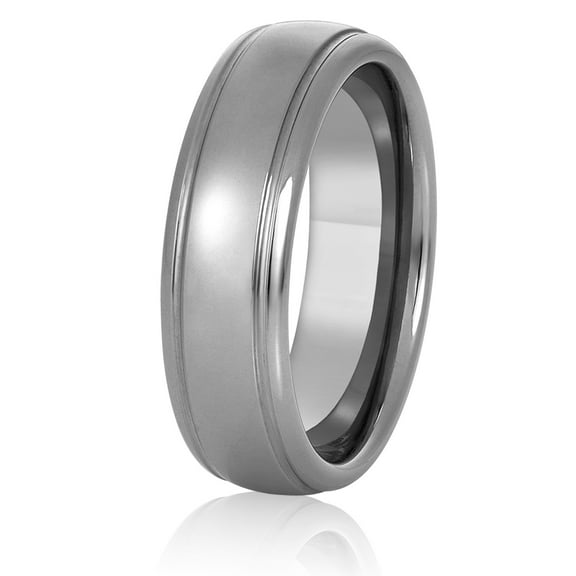 West Coast Jewelry Men's Grooved Polished Tungsten Band Ring (7mm)