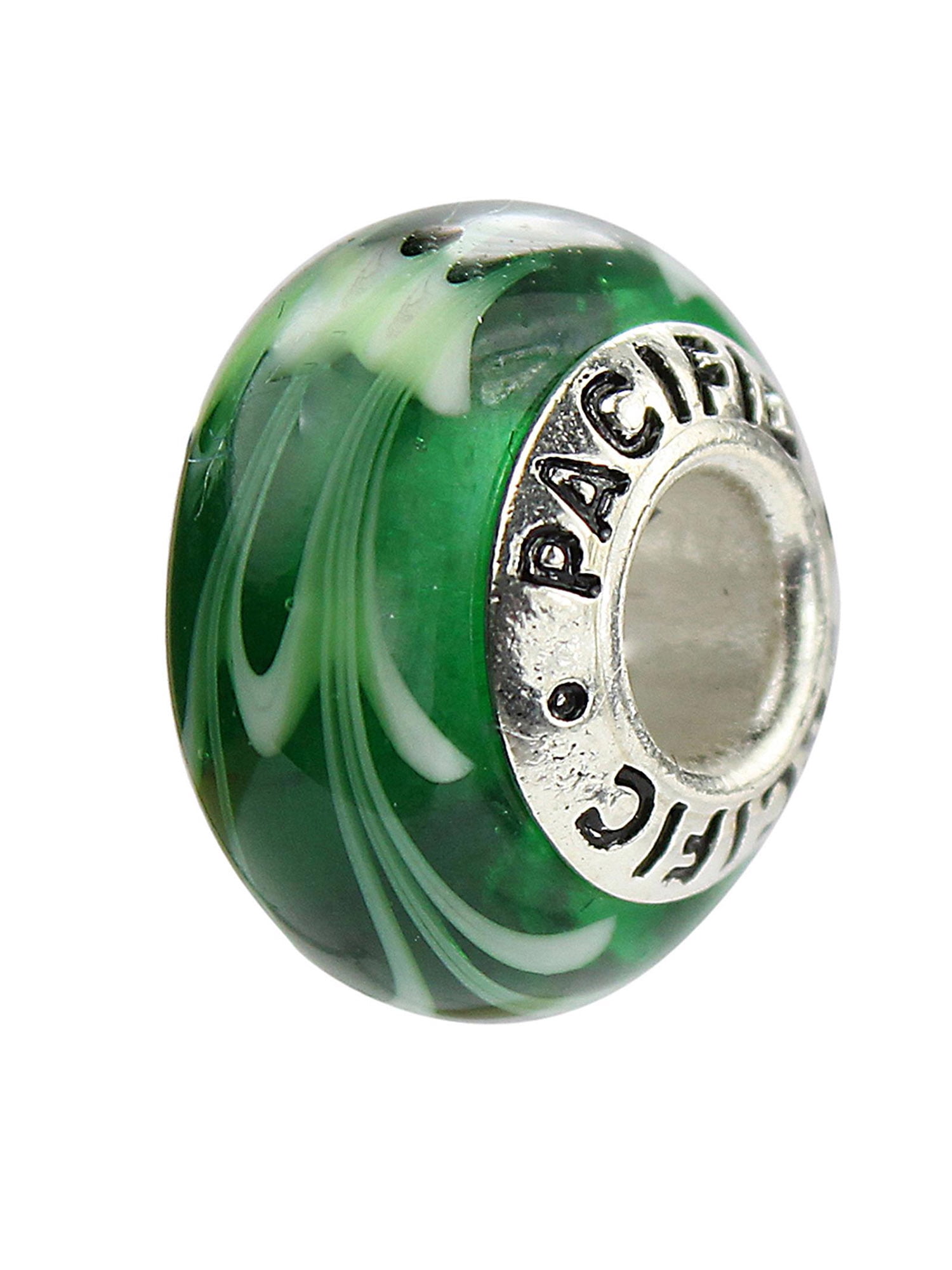 West Coast Jewelry Women's Gecko Sterling Silver Murano Glass Bead Charm