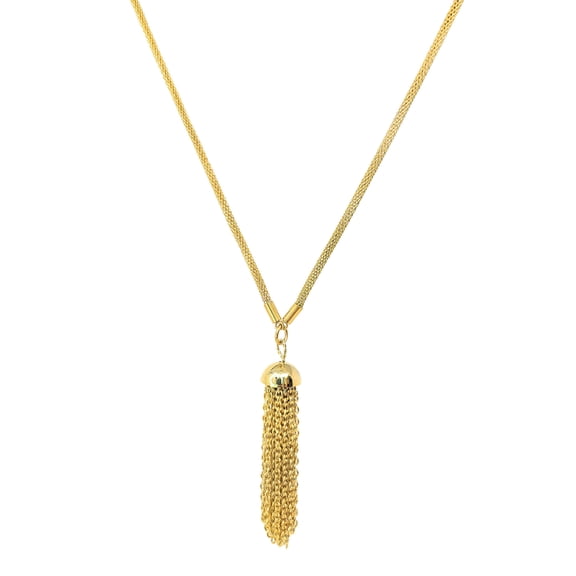 West Coast Jewelry Women's Gold Plated Stainless Steel Tassel Necklace (2mm) - 22"