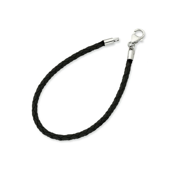 West Coast Jewelry Women's Silver Plated Clasp Braided Leather Bracelet (3mm) - 8.25"