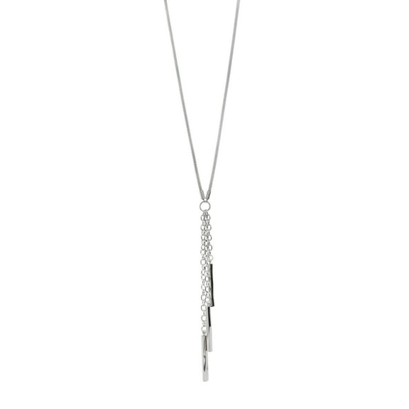 West Coast Jewelry Women's Stainless Steel Tassel with Bars Necklace (2mm) - 22"