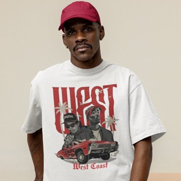 Los Angeles West Coast Graphic T-Shirt, Men's Black Short Sleeve, Gildan Softstyle