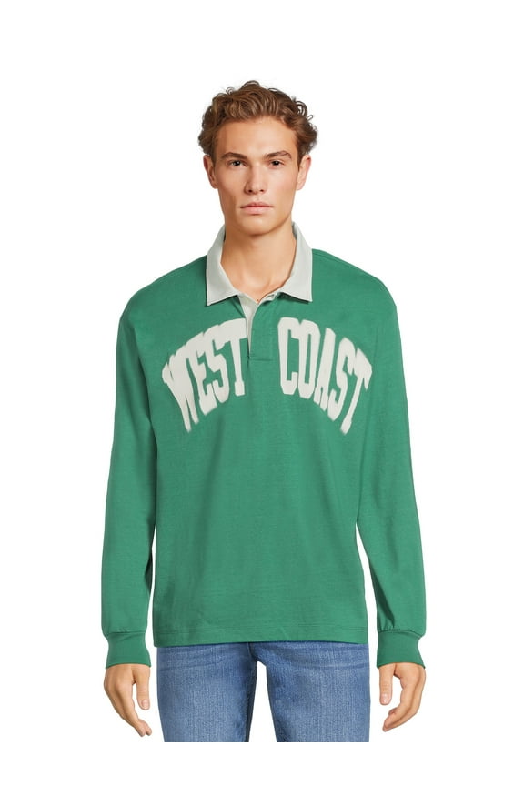 West Coast Men's & Big Men's Long Sleeve Polo Shirt, Sizes S-3XL