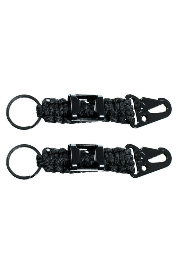 2 Pack 550 Paracord Survival Keychain with Bottle Opener, Split Keyring, and Carabiner - Heavy Duty Metal Hardware