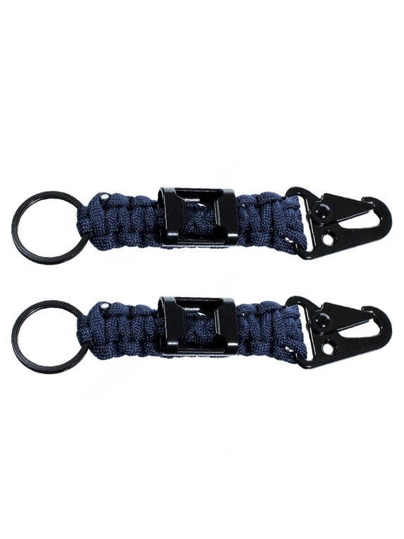 2 Pack 550 Paracord Survival Keychain with Bottle Opener, Split Keyring, and Carabiner - Heavy Duty Metal Hardware