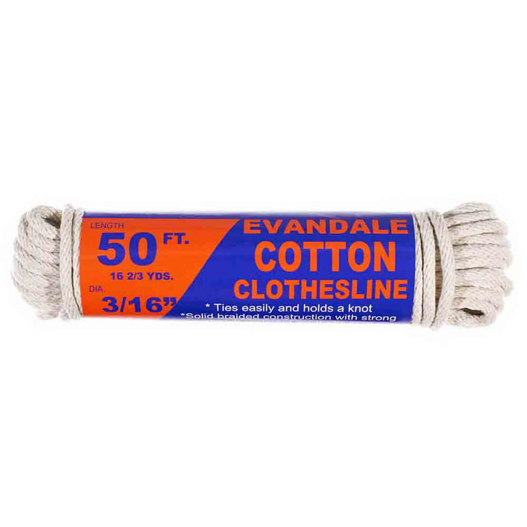 West Coast Paracord 2 Pack Cotton Clothesline - 50 Feet of Cotton Braided  Clothesline Rope (3/16 Inch) Cotton Rope