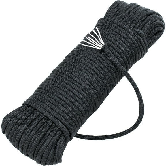 West Coast Paracord 50 Ft. Type III 7 Strand 550 Paracord Mil Spec Black Parachute Cord Outdoor Rope Tie Down
