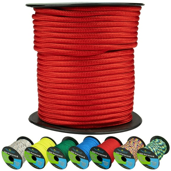 West Coast Paracord 550lb Paracord Spools - 7 Strand Type III Tactical Parachute Cord for Hiking, Camping, and Fishing - Imperial Red (50 ft)