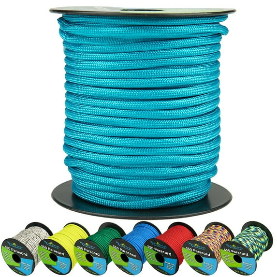 West Coast Paracord 550lb Paracord Spools - 7 Strand Type III Tactical Parachute Cord for Hiking, Camping, and Fishing - Turquoise (50 ft)