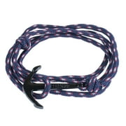 West Coast Paracord Anchor and Hook Wrap Bracelets - Adjustable Bracelet with Anchor or Hook - Nautical Fashion Accessory - Necklace or Bracelet Navy Blue Black Anchor