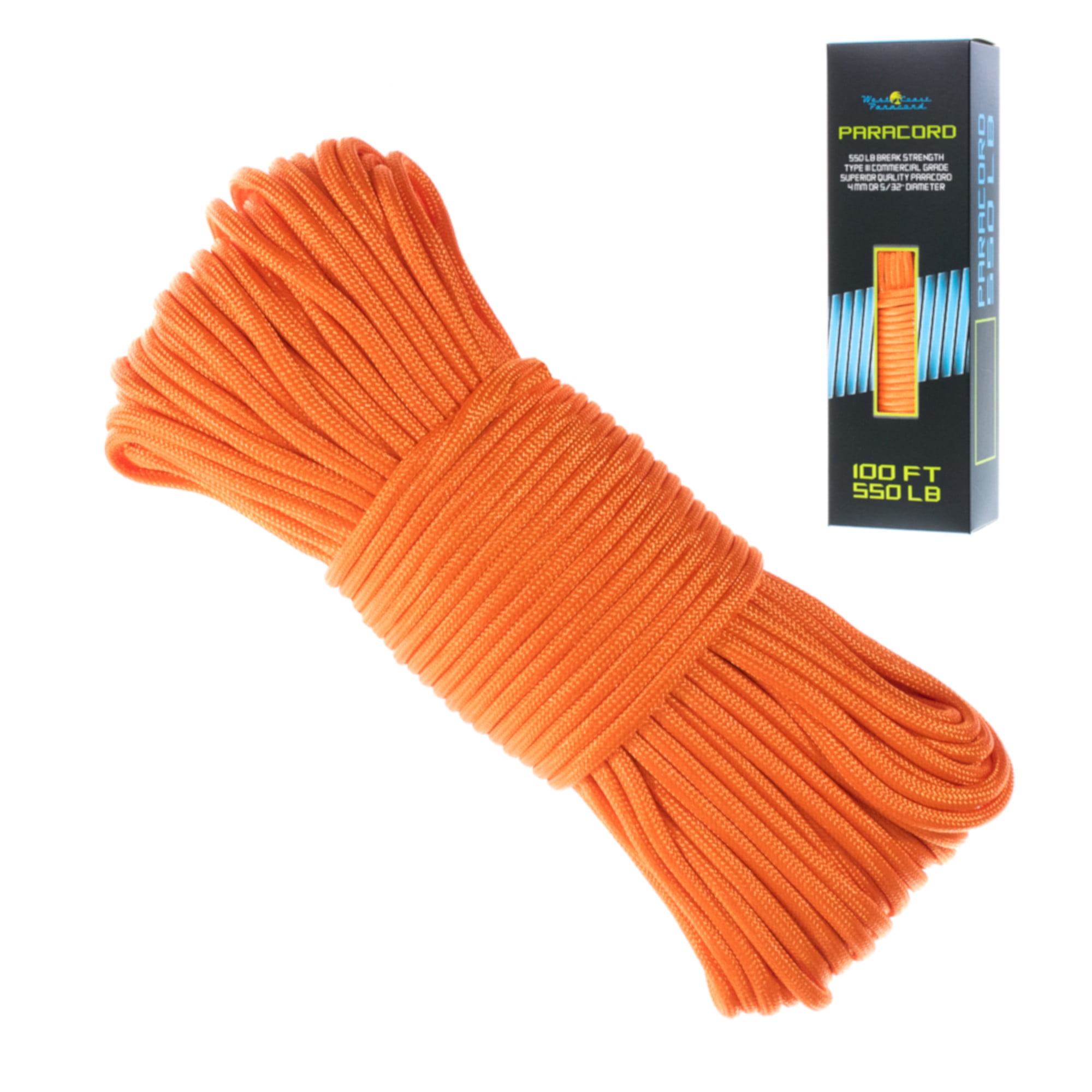 West Coast Paracord Boxed Paracord 550 Parachute Cord in 100 Foot Lengths  Many Color Options 