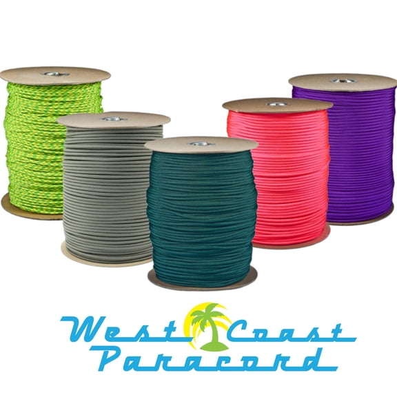 West Coast Paracord 550 Type III Bulk 1000 FT Spool for Camping, Hunting, Survival