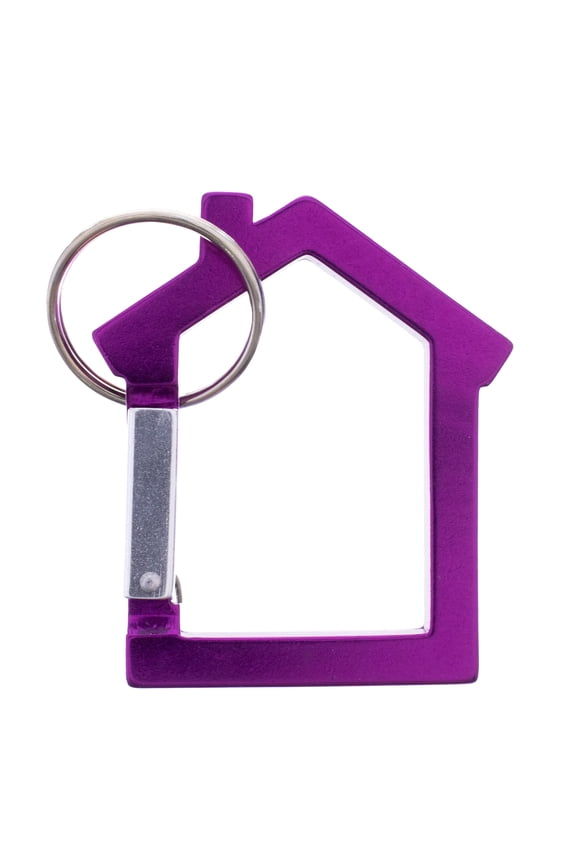 House Shaped Carabiner with Split Key Ring - Colored Aluminum - Multiple Pack Sizes and Colors to Choose From