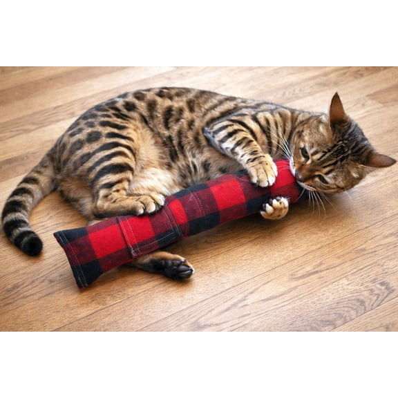 West Coast Pet Products (Refillable 15" Catnip Cat Kicker Toy (Kicker Filled with 1 oz Canadian Catnip) (Red Flannel)