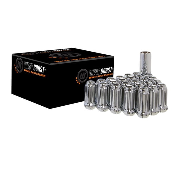 WestCoast 24pc Install Kit Chrome 14x1.50 Bulge Acorn Spline Lug Nuts 1.9 Inch Steel