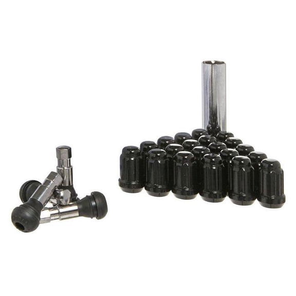 WestCoast Wheel Accessories 32pc Install Kit Black 9/16 Bulge Acorn Spline Lug Nuts 1.9" Steel Construction
