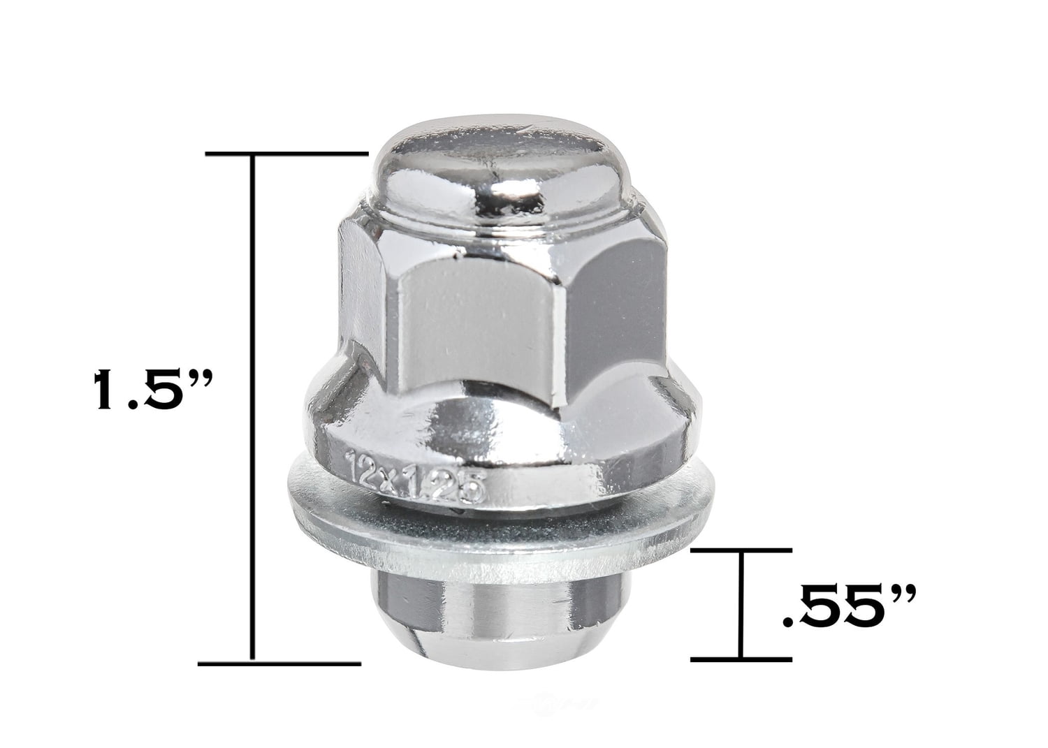 West Coast Wheel DPC6015 12x1.5 Mag Lug Nut 13/16^ Hex 1.5^ 0.55^ Shank Chrome