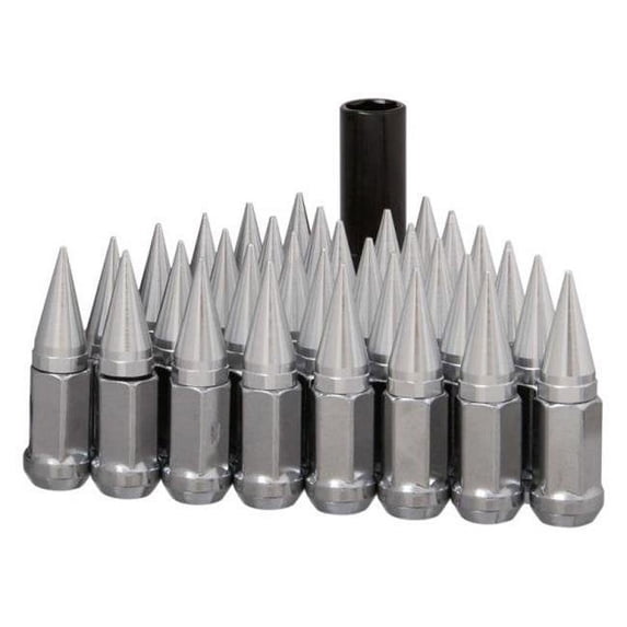West Coast Wheel Accessories WCW-W5842SPK 14 x 2.0 in. 8 Lug Chrome Cone Seat Spike Installation Kit, Silver