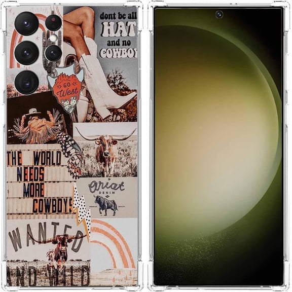 West Cowboy Case for Samsung Galaxy S23 Ultra, Western Country Art Pattern, Trendy Soft TPU Protective Case Compatible for Galaxy S23 Ultra