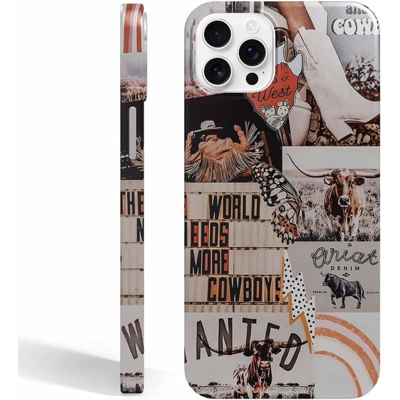 West Cowboy Case for iPhone 16 Pro Max, Western Country Scenery Pattern, Smooth Tough PC Full Cover Case Compatible with iPhone 16 Pro Max