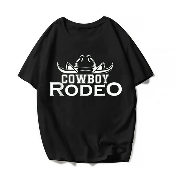 West Cowboy Rodeo T-Shirt Western Men Women Cowboys Hat Graphics Casual Short Sleeve Shirts Summer Tops Gift Tee Black Small