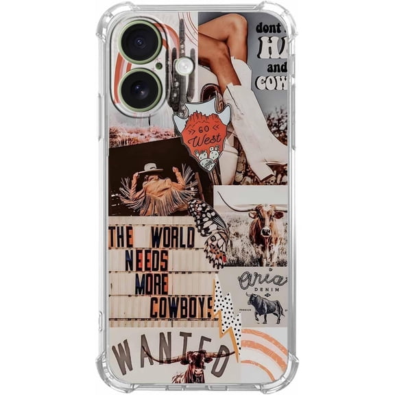 West Cowboy Western Country Art Pattern Case for iPhone 17, Unique Trendy Soft TPU Phone Protective Cover, ip17