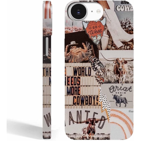 West Cowboy iPhone 16e Case, Western Country Scenery Pattern, Smooth Tough PC Full Cover Case Compatible with iPhone 16e