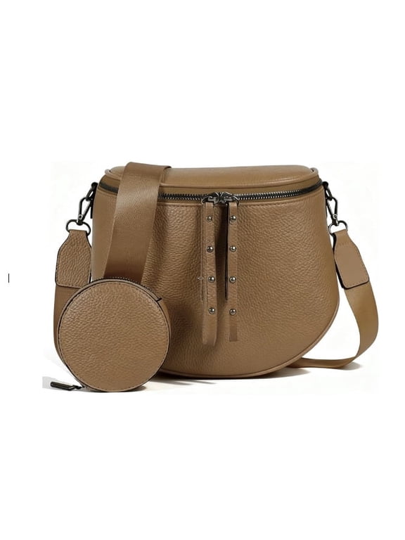 West Crossbody Bag for Women, Large Bum Bag Purse Soft Vegan Leather Travel Fanny Pack with Coin Purse