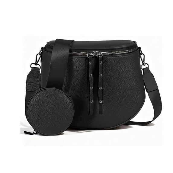 NOBRAND Women's Crossbody Bag, PU Leather Messenger & Shoulder Bag, Black