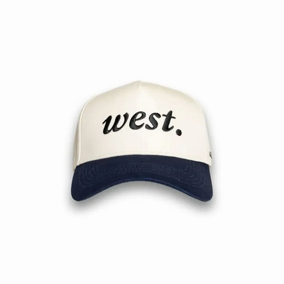 West Embroidered Trucker Hat, Vintage Adjustable Snapback Cap for Men and Women, Classic Retro Baseball Hat with Stylish Lettering Design, Casual Streetwear Accessory