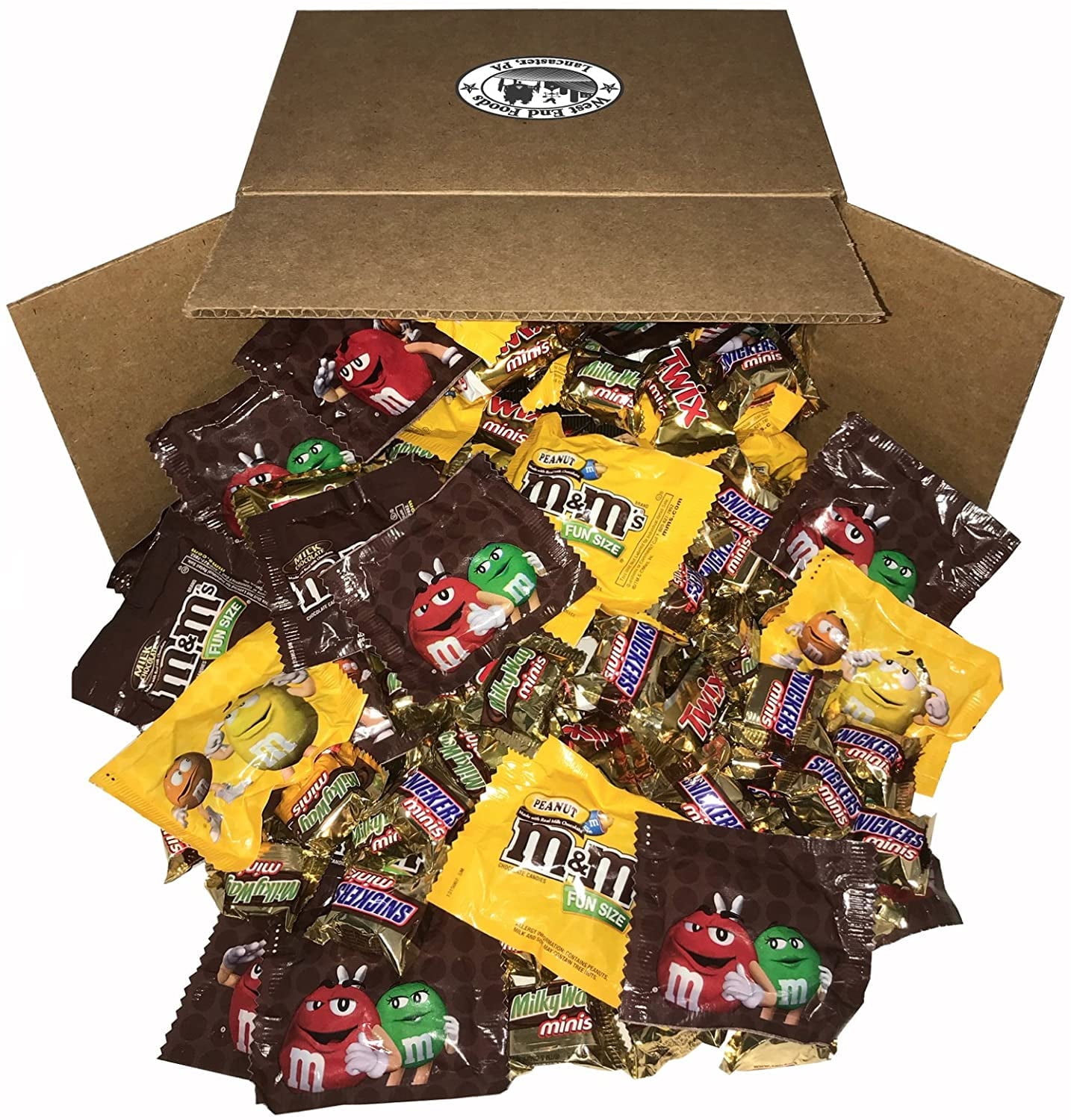 West End Foods Bundle with Assorted Candy (5lb) Variety of Snickers, M&M's Peanuts, Milky Way & More