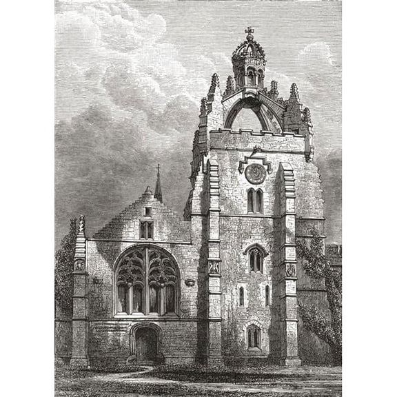 West Front of Kings College - Aberdeen - Scotland - As It Was In The 19th Century - Showing The Chapels Crown Tower From The Book Short History of The English People by J.R.