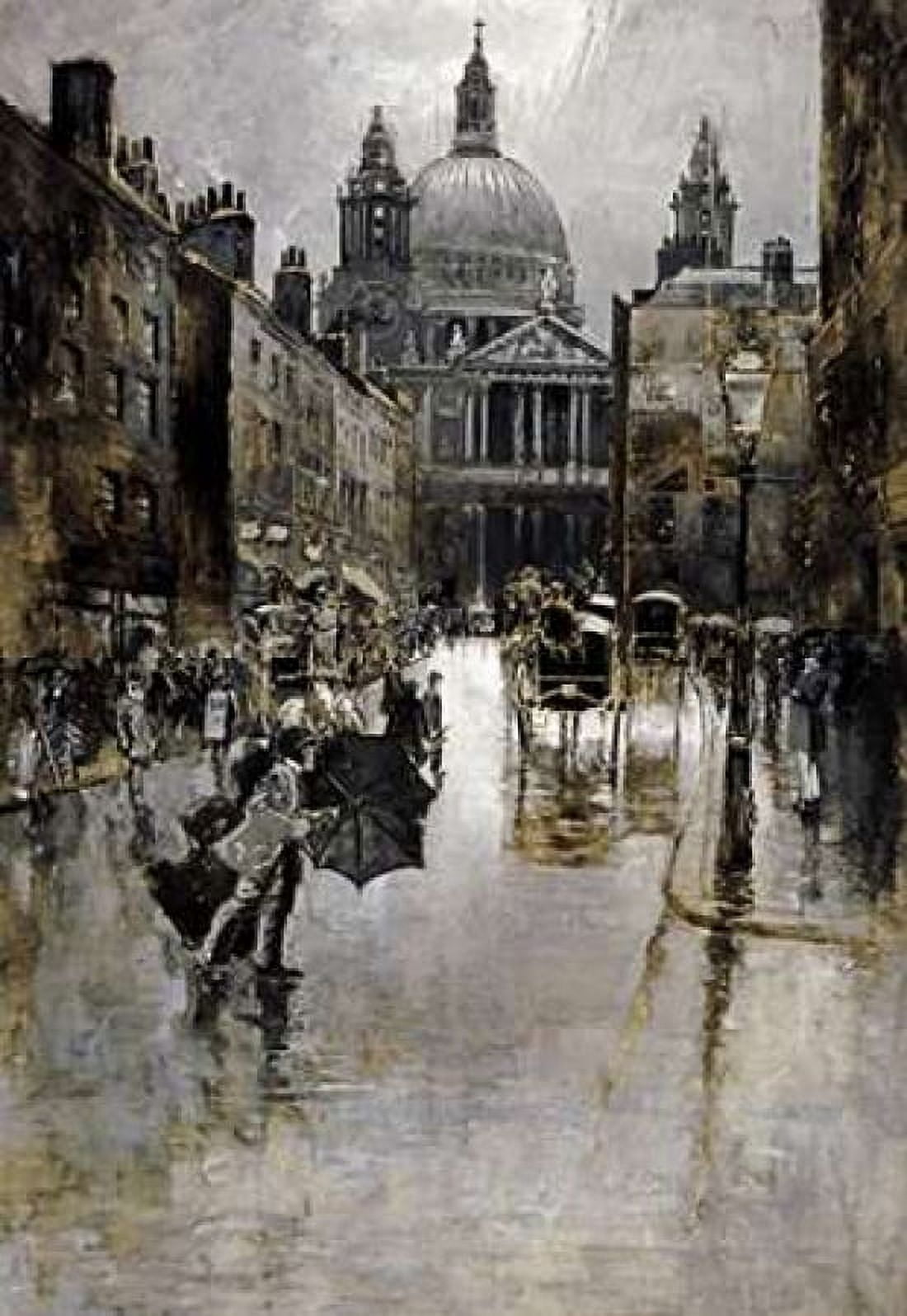 West Front of St Pauls From Ludgate Hill Canvas Art - Joseph Pennell (20 x 28)