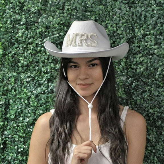 Segolike West Hats, Hats, Pearl Beaded Hat, Wide Brim Cowboy Hat for Women Wedding Engagement Party Pretend Play Bride Decor