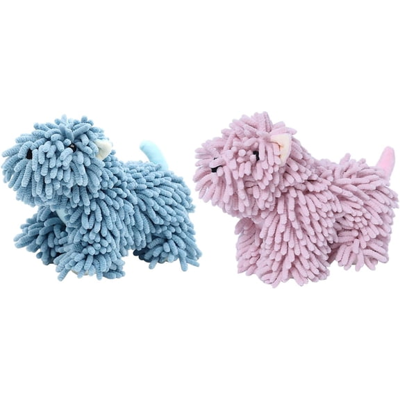 West Highland Dog Fuzzy Hand Towel Set of 2 - Super Soft Chenille Bath & Kitchen Towels, Absorbent Decorative Fuzzy Ball Hanging Towel for Bathroom, Sink, Countertop (Grey,Yellow)