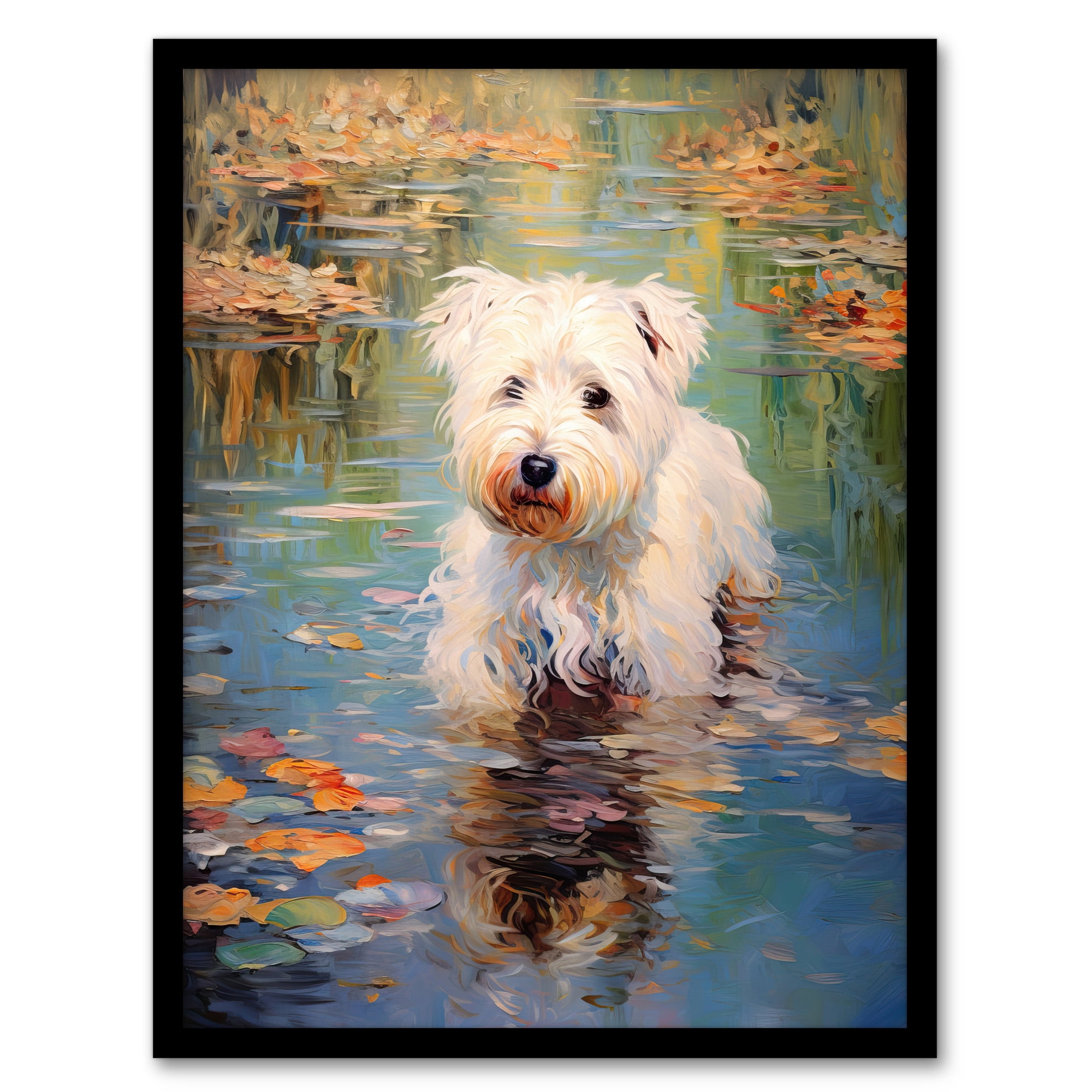 West Highland Terrier Autumn Lake Walk Claude Monet Style Dog Oil ...