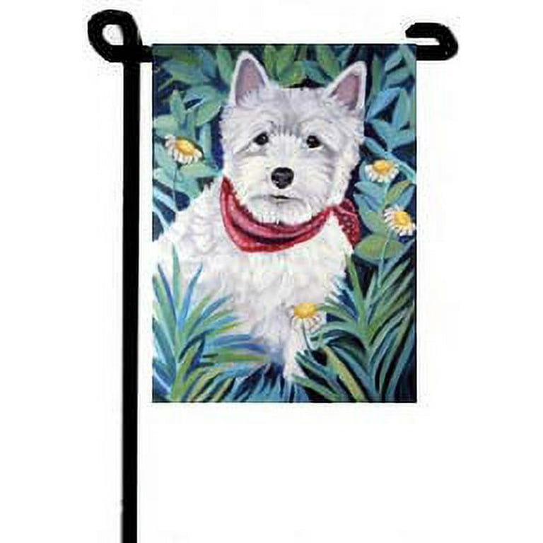 West Highland Terrier Canvas House Flag Westie with Scarf