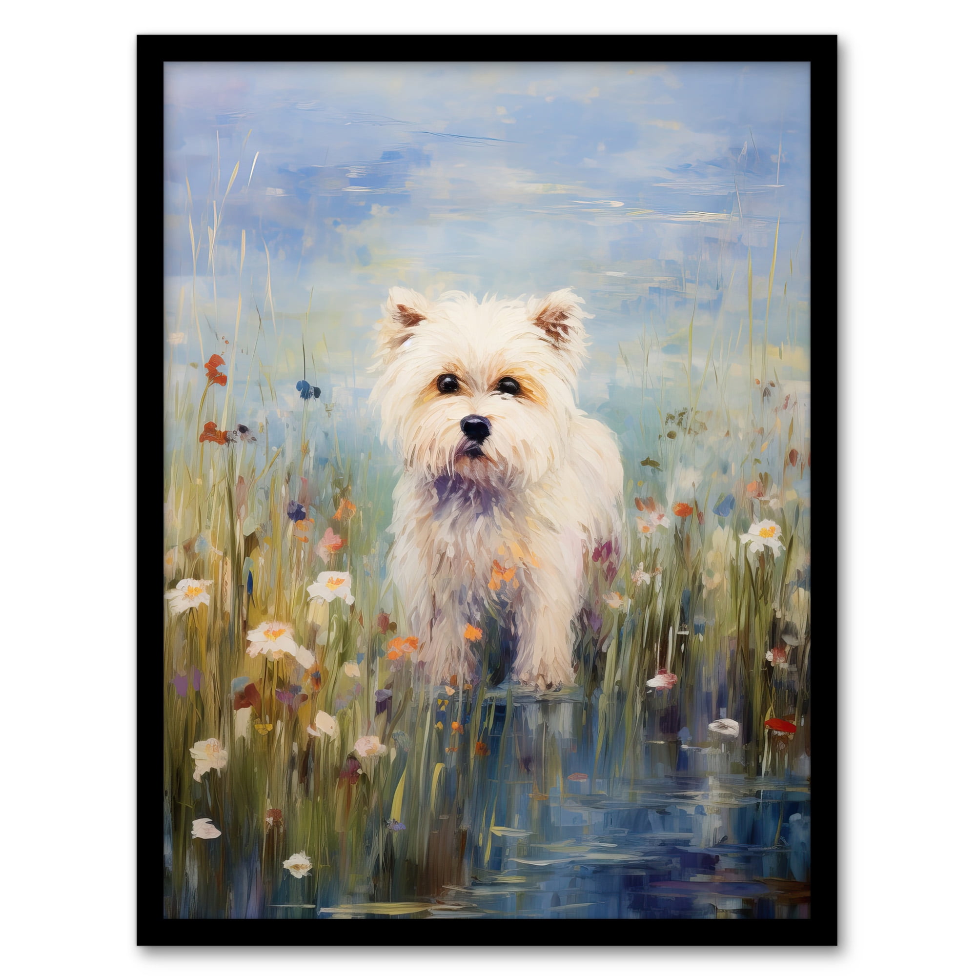 West Highland Terrier Claude Monet Style Dog Oil Painting Pastel Colour ...