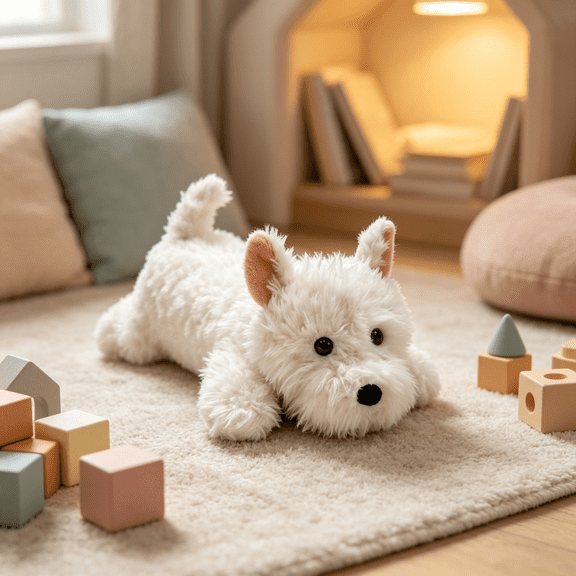 West Highland Terrier Dog Plush Doll, Cute White Westie Puppy Stuffed Figure for Pet Lovers, 26 x 12 Inch, Home Decor Holiday Gift
