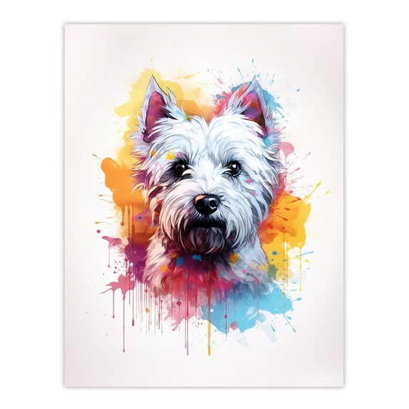 West Highland Terrier Lovers Gift Watercolour Pet Portrait Painting Artwork Extra Large XL Wall Art Poster Print