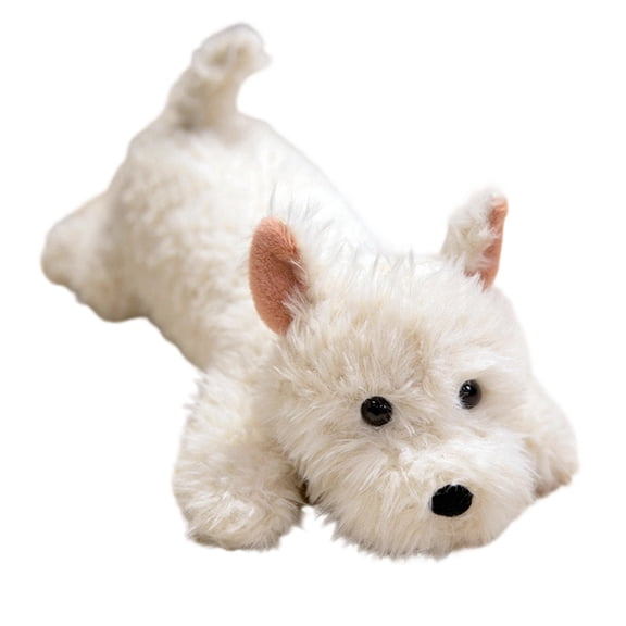 West Highland Terrier Plush Toy, White Dog Stuffed Animal, Soft Puppy Doll for Sofa and Bed Decoration 17x7 Inch