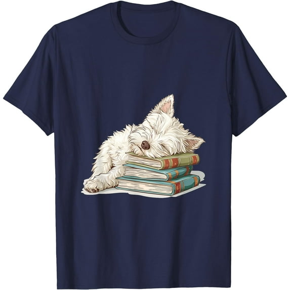 West Highland White Terrier Books Dog Breed Westie Unisex T-Shirt for Men Women Kids Toddler,Navy Color,Size YM