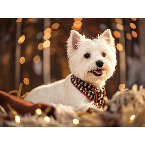 West Highland White Terrier Diamond Dots Painting DIY Kits 5D Diamond Art Full Round Drill Crystal by Number Mosaic Arts and Crafts for Living Room Home Wall Decor 12x16 inch / 30x40cm