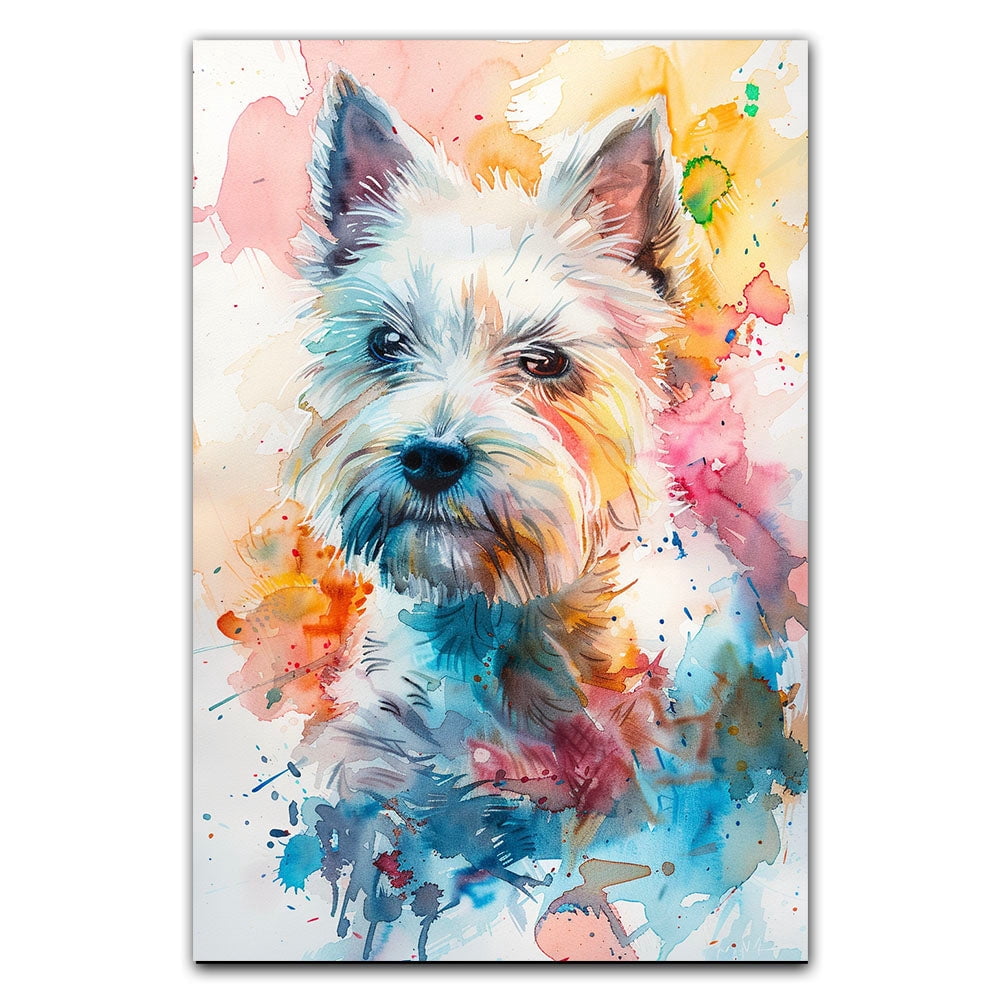 West Highland White Terrier Dog Poster Wall Art, Modern Cute Colorful ...