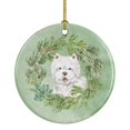 thumbnail image 1 of West Highland White Terrier Smiling Christmas Wreath Ceramic Ornament 2.8 in x 2.8 in, 1 of 3