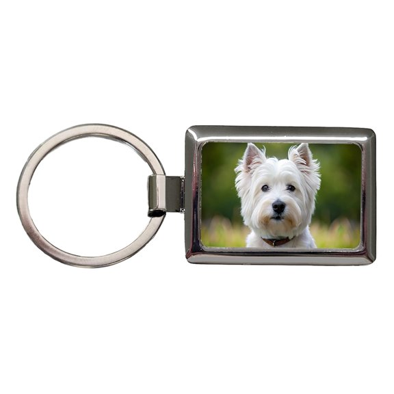 West Highland White Terrier Westie Dog Photo Metal Rectangle Keychain
