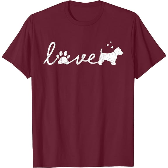West Highland White Terrier Westie Mom Dad Dog Love Pet Unisex T-Shirt for Men Women Kids Toddler,Maroon Color,Size 3XL
