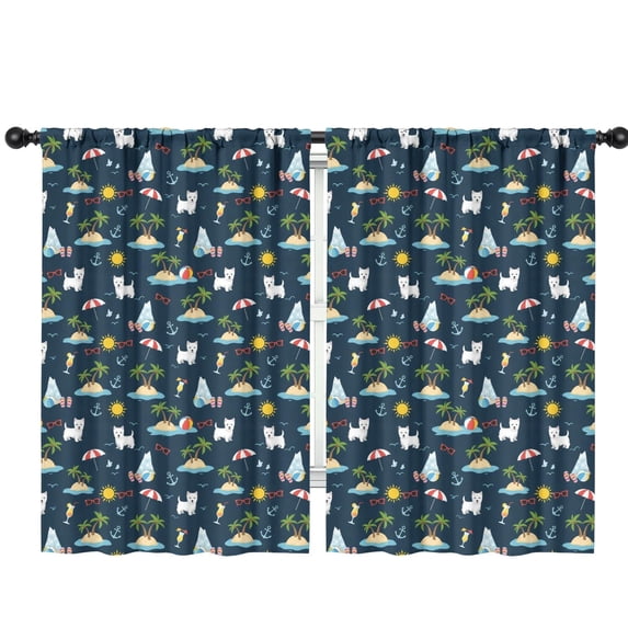 West Highland White Terrier and Beach Insulated Teens Curtains Set Of 2, Bedroom Essentials, Toddler Room Decor 42x63in(106x160cm)