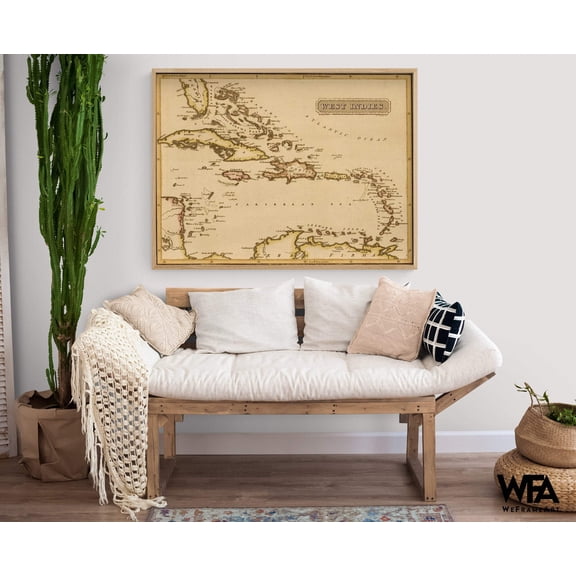 West Indies 1817, Caribbean Map Poster, West Indies Old Map, Antique Caribbean Poster, Vintage West Indies Office Nautical Decor