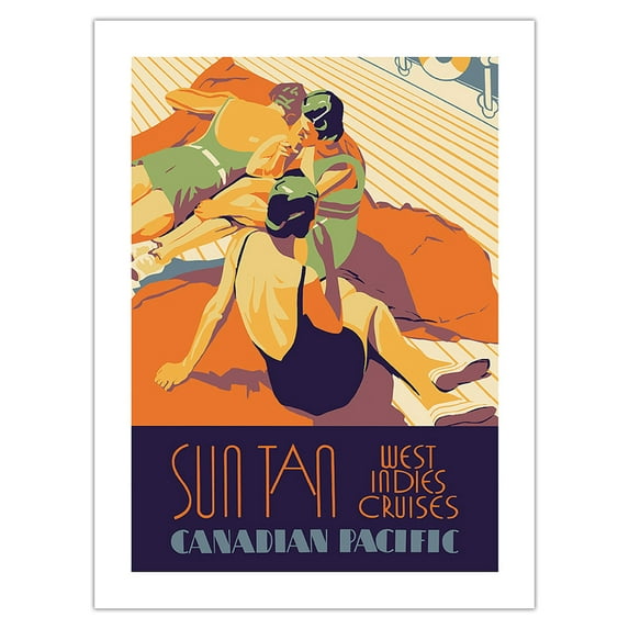 West Indies Cruises - Suntan - Canadian Pacific Steamships - Vintage Ocean Liner Travel Poster c.1936 - Fine Art Matte Paper Print (Unframed) 24x32in